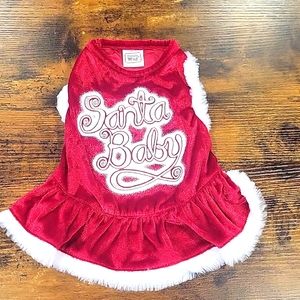 1 Santa Baby girl dog Christmas dress with faux fur.